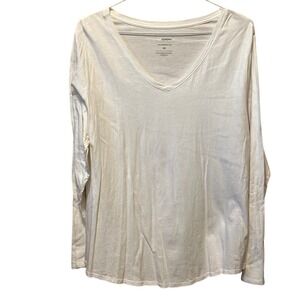Sonoma Goods For Life White The Everyday Tee V-Neck Long Sleeve‎ Cotton Top 2X